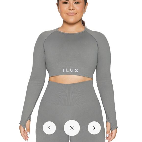 ILUS Seamlux gray long sleeve crop top athleisure athletic Intensify top - Picture 1 of 7